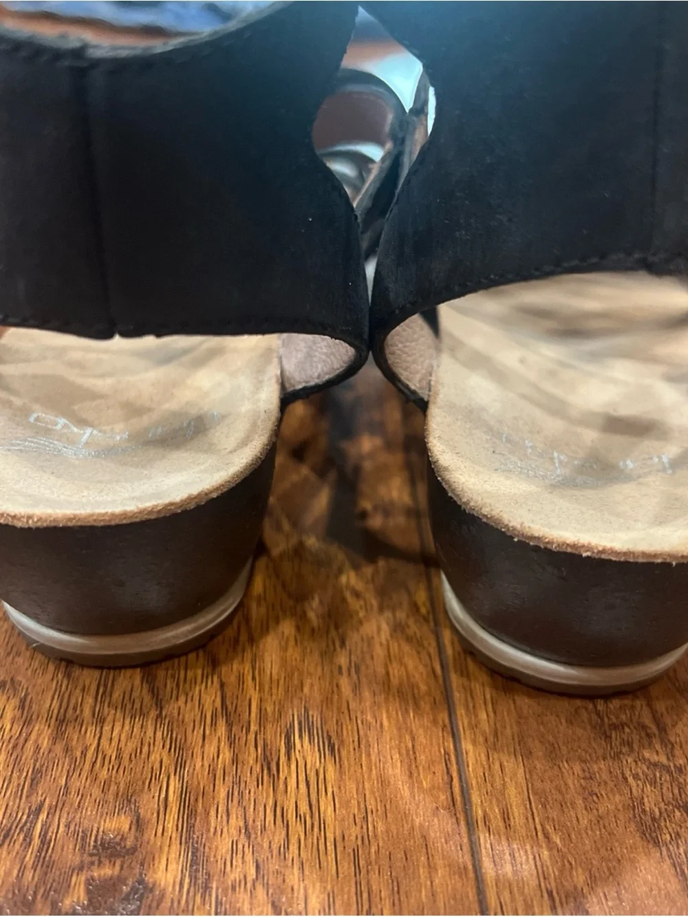 Dansko Black Leather Strappy Ankle Sandals Wedges Womens SZ 37